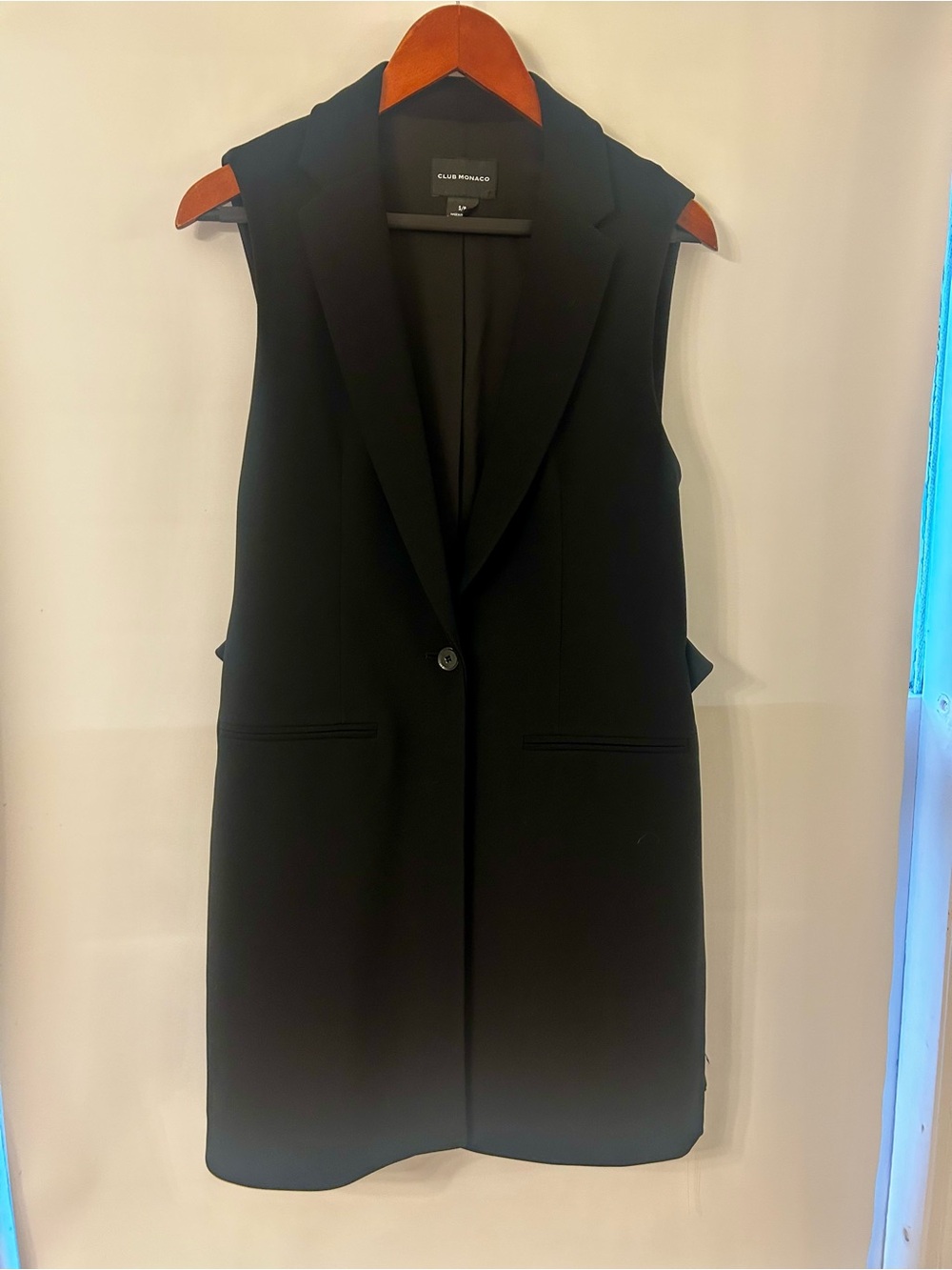 Club Monaco Black Sleeveless Long Blazer